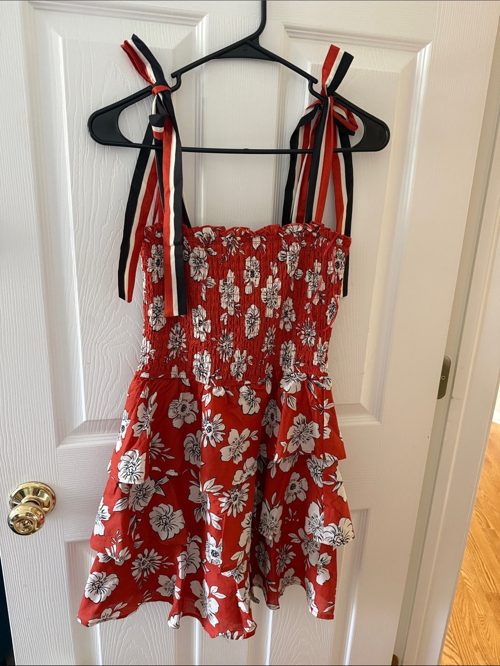 Francesca's Collections Red & White Floral Tie-Shoulder Romper Dress for Kids